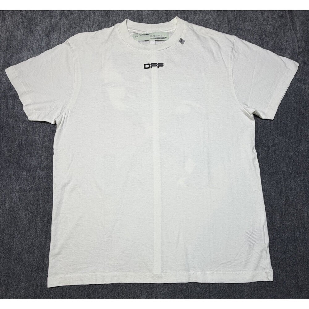 Off-White White Printed Cotton Crew Neck Oversized- XXS TShirt